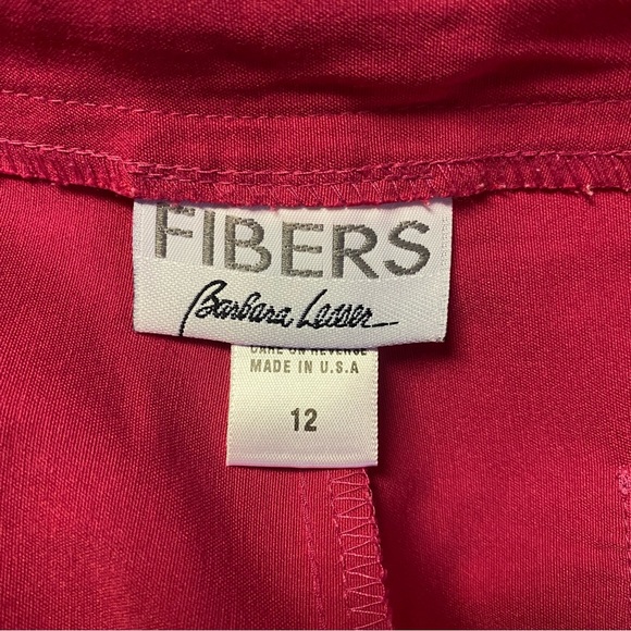 FIBERS Barbara Lesser Women Pink Crop Trouser Pants Wide Leg Drawstring Size 12 - Picture 4 of 6
